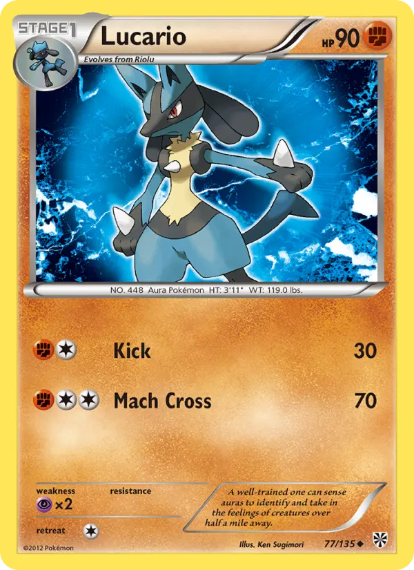 Lucario Uncommon rarity Plasma Storm Pokémon card price — $27.62
