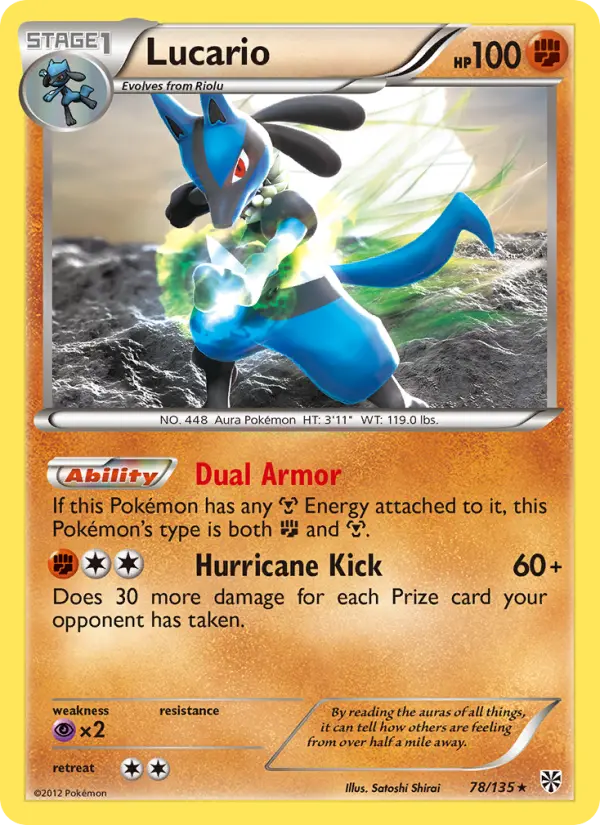 Lucario Rare rarity Plasma Storm Pokémon card price — $27.38