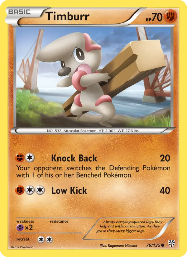 Timburr Common rarity Plasma Storm Pokémon card price — $0.48