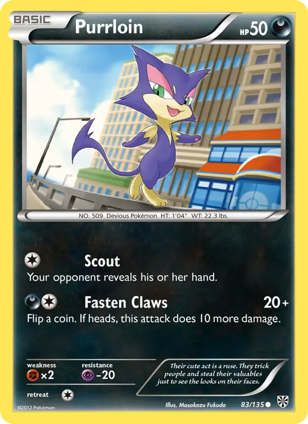 Purrloin Common rarity Plasma Storm Pokémon card price — $1.37