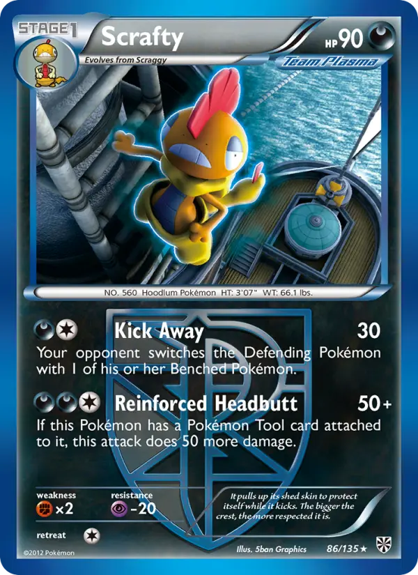 Scrafty Rare rarity Plasma Storm Pokémon card price — $9.19