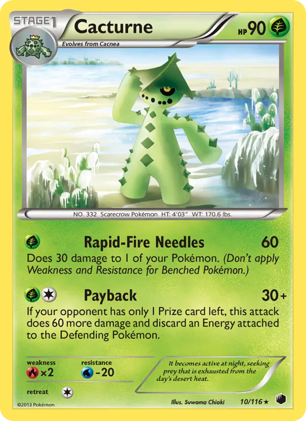 Cacturne Rare rarity Plasma Freeze Pokémon card price — $1.41