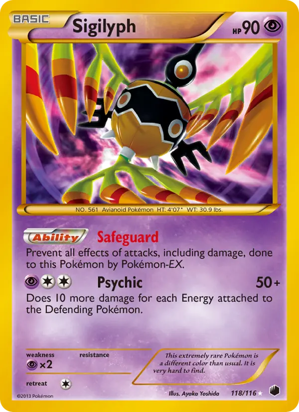 Sigilyph Secret Rare rarity Plasma Freeze Pokémon card price — $118.58