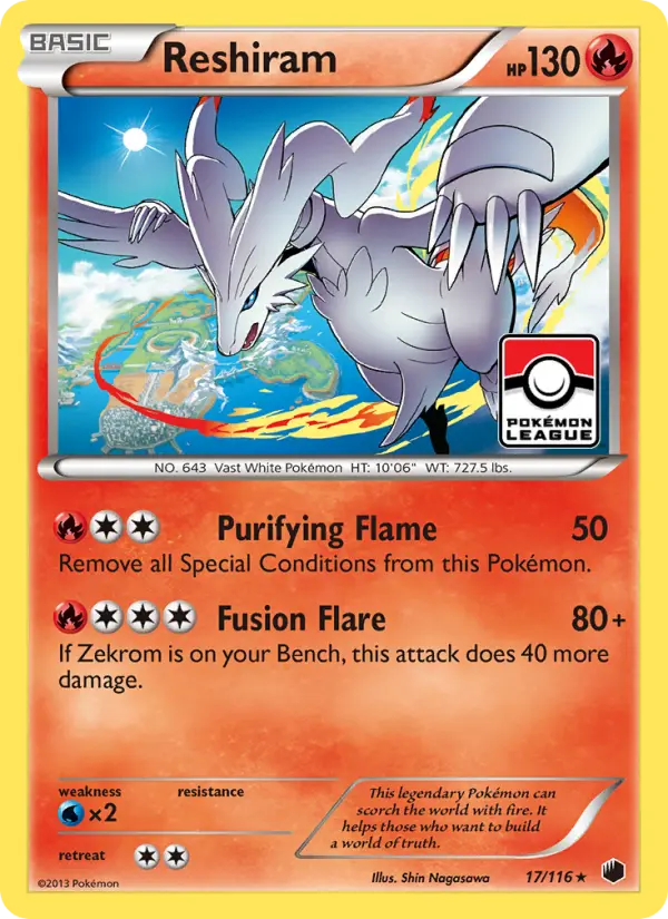 Reshiram Rare rarity Plasma Freeze Pokémon card price — $9.80
