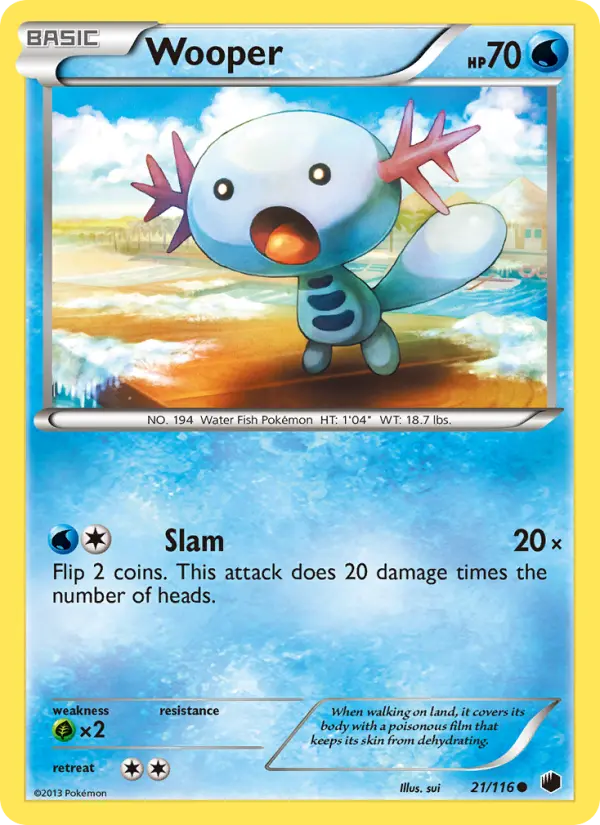 Wooper Common rarity Plasma Freeze Pokémon card price — $22.63