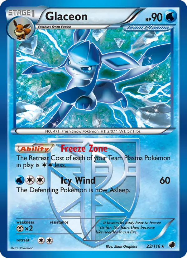 Glaceon Rare rarity Plasma Freeze Pokémon card price — $44.71