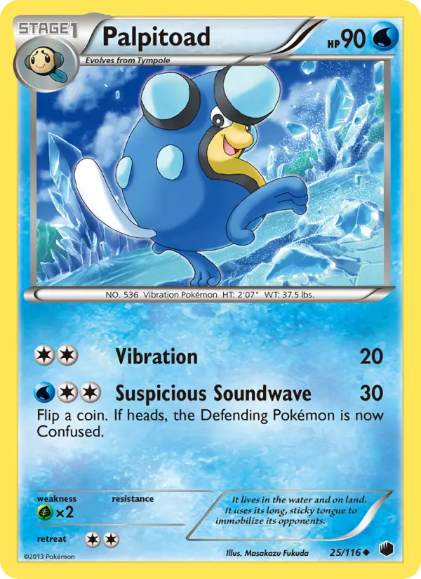 Palpitoad Uncommon rarity Plasma Freeze Pokémon card price — $0.55