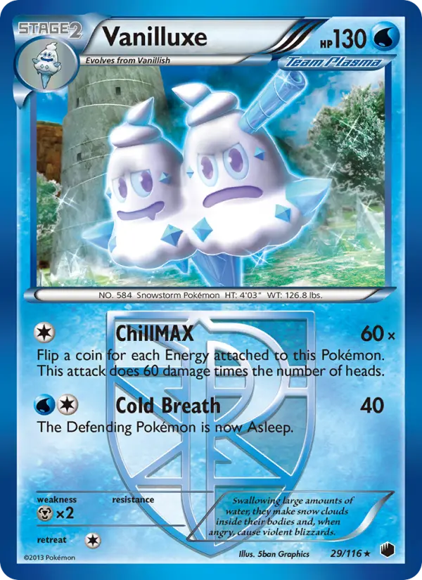 Vanilluxe Rare rarity Plasma Freeze Pokémon card price — $5.00