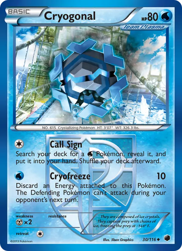 Cryogonal Uncommon rarity Plasma Freeze Pokémon card price — $2.02