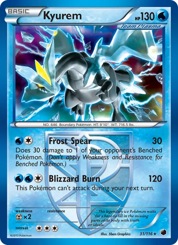 Kyurem Rare rarity Plasma Freeze Pokémon card price — $15.49