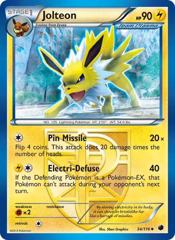 Jolteon Uncommon rarity Plasma Freeze Pokémon card price — $46.84