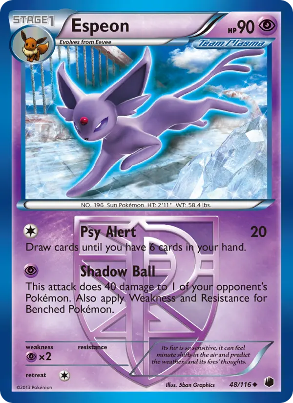 Espeon Uncommon rarity Plasma Freeze Pokémon card price — $66.19