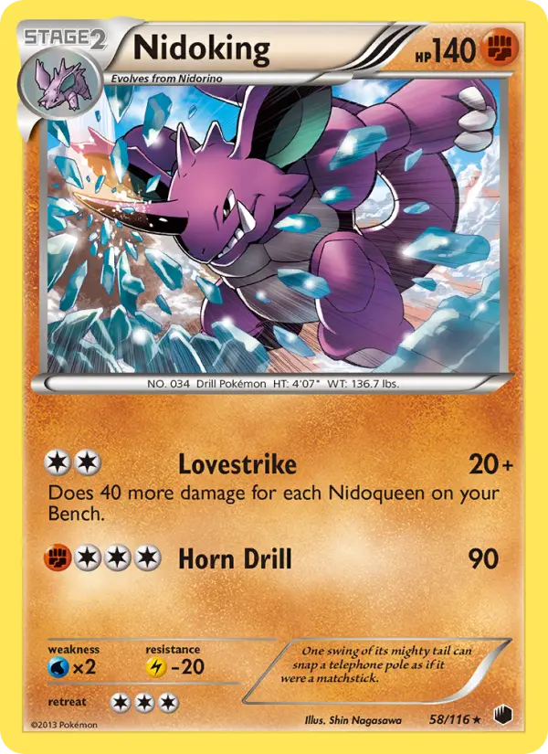 Nidoking Rare rarity Plasma Freeze Pokémon card price — $15.05