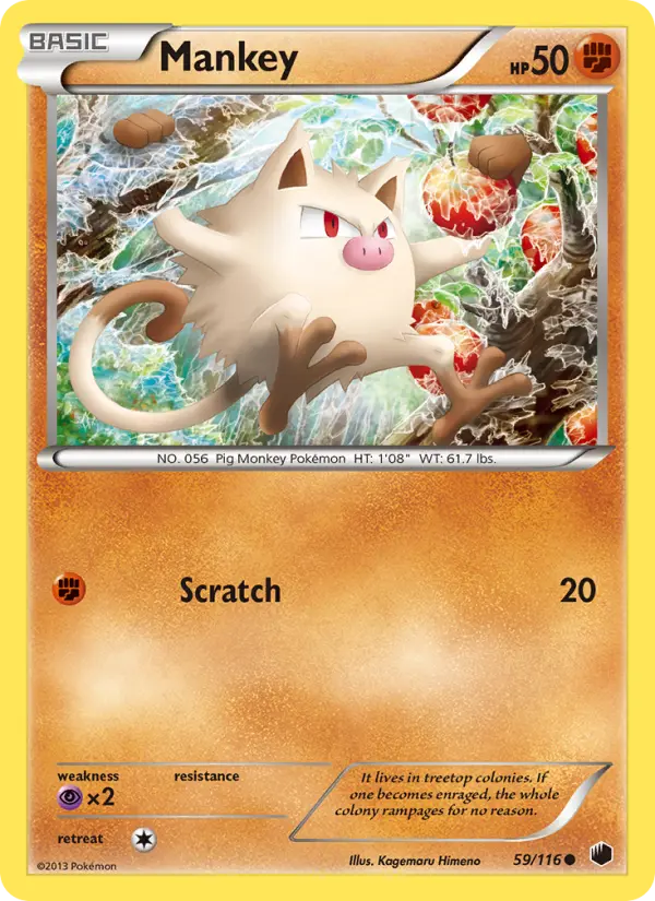Mankey Common rarity Plasma Freeze Pokémon card price — $2.41