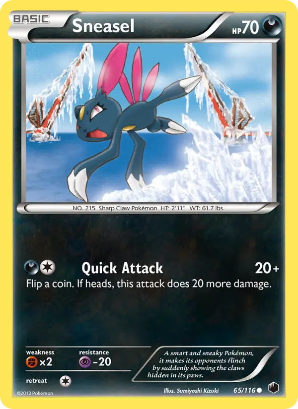 Sneasel Common rarity Plasma Freeze Pokémon card price — $0.65