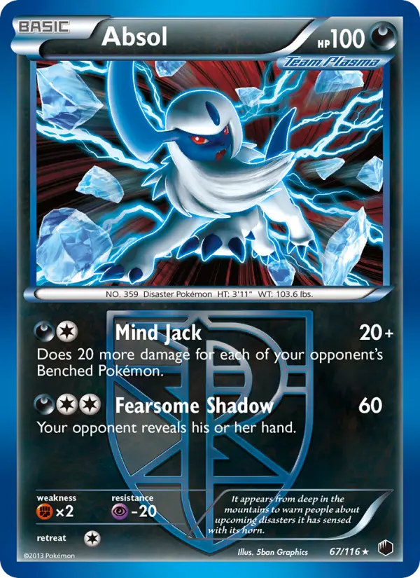 Absol Rare rarity Plasma Freeze Pokémon card price — $25.34
