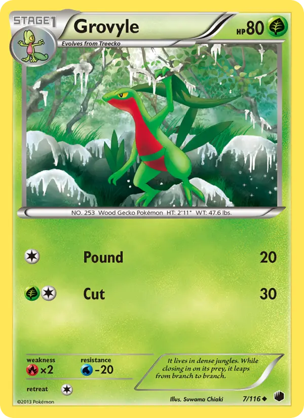 Grovyle Uncommon rarity Plasma Freeze Pokémon card price — $2.37