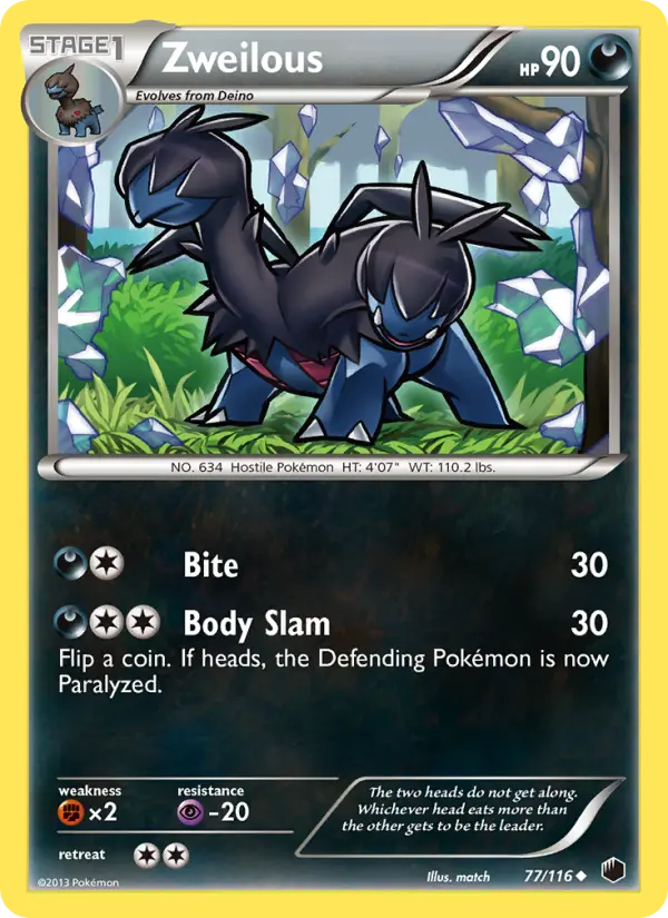 Zweilous Uncommon rarity Plasma Freeze Pokémon card price — $0.97