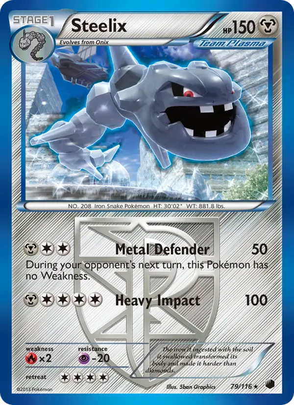 Steelix Rare rarity Plasma Freeze Pokémon card price — $16.03