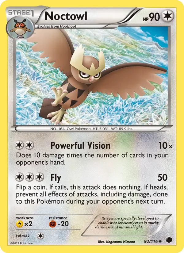 Noctowl Uncommon rarity Plasma Freeze Pokémon card price — $0.62