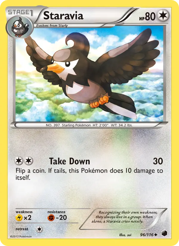 Staravia Uncommon rarity Plasma Freeze Pokémon card price — $0.51