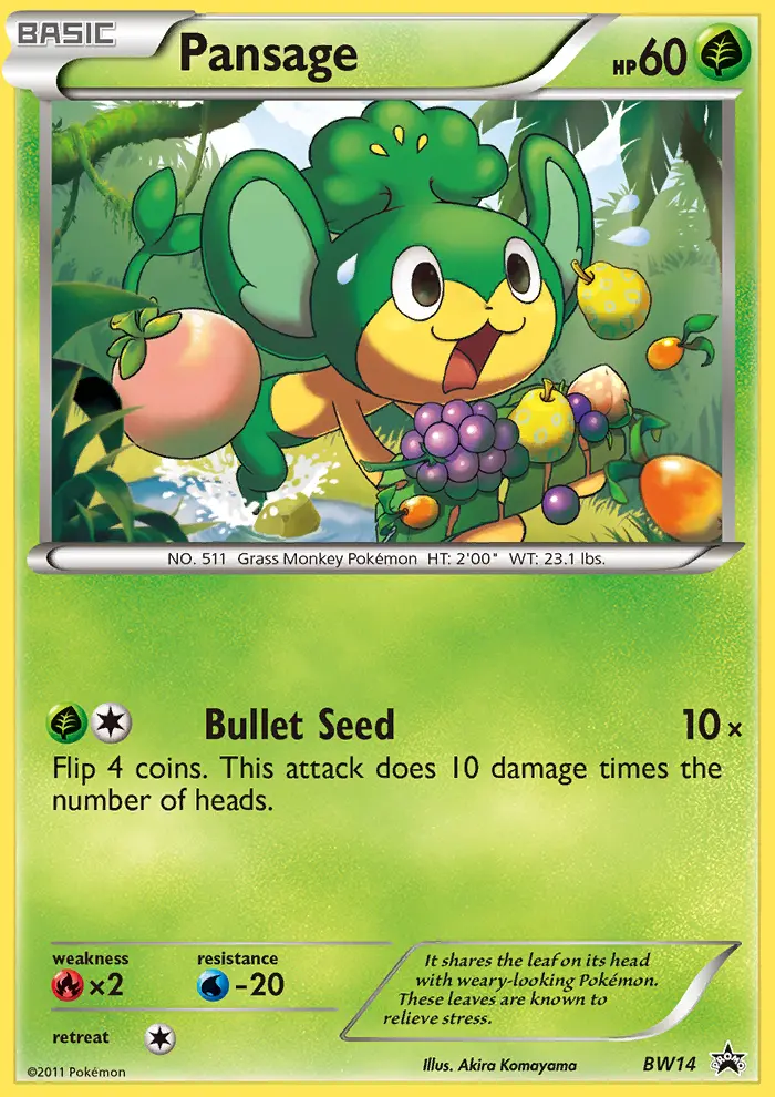 Pansage Common rarity BW Black Star Promos Pokémon card price