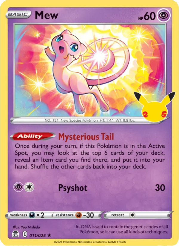 Mew Holo Rare rarity Celebrations Pokémon card price — $3.37