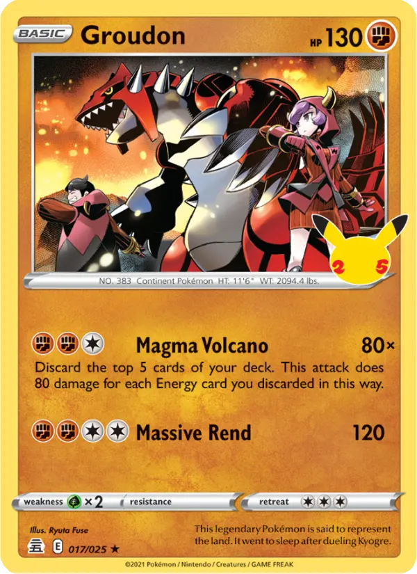 Groudon Rare rarity Celebrations Pokémon card price — $0.26