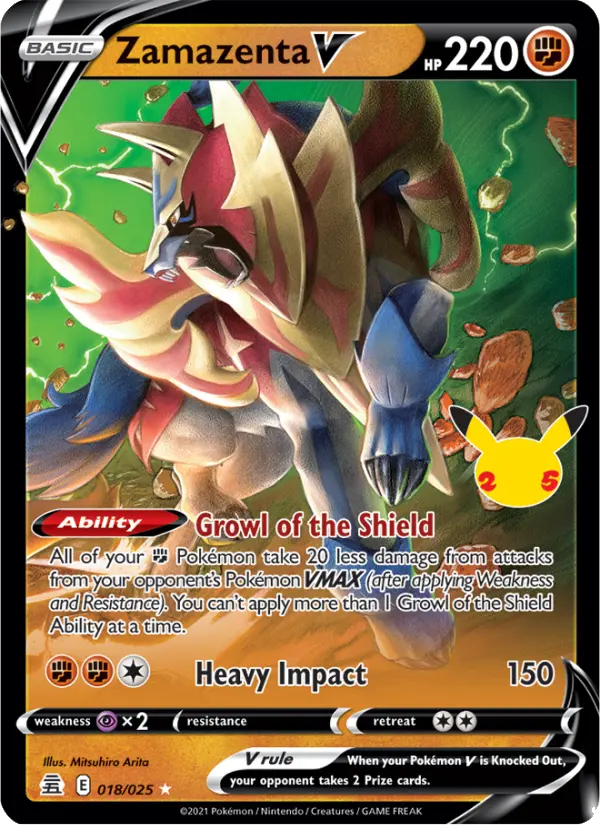 Zamazenta V Holo Rare rarity Celebrations Pokémon card price — $0.77