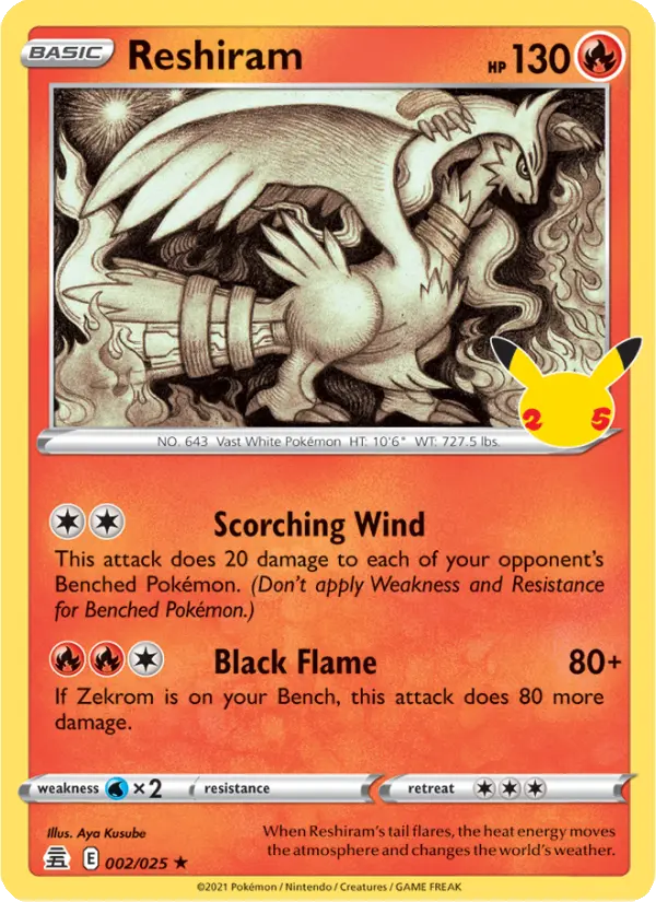 Reshiram Rare rarity Celebrations Pokémon card price — $0.29