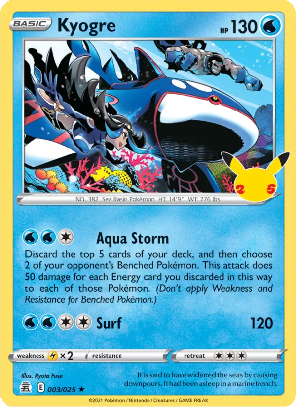 Kyogre Rare rarity Celebrations Pokémon card price — $0.29
