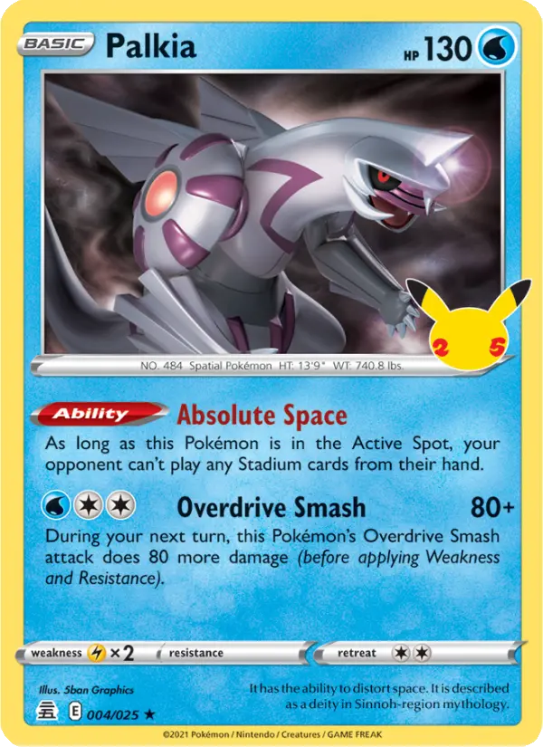 Palkia Rare rarity Celebrations Pokémon card price — $0.25