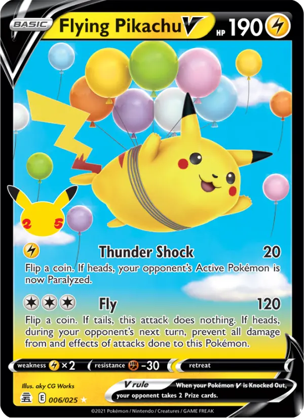 Flying Pikachu V Holo Rare rarity Celebrations Pokémon card price — $4.13