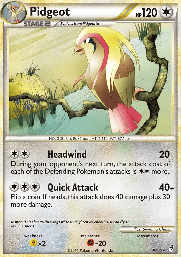 Pidgeot Rare rarity Call of Legends Pokémon card price — $24.00