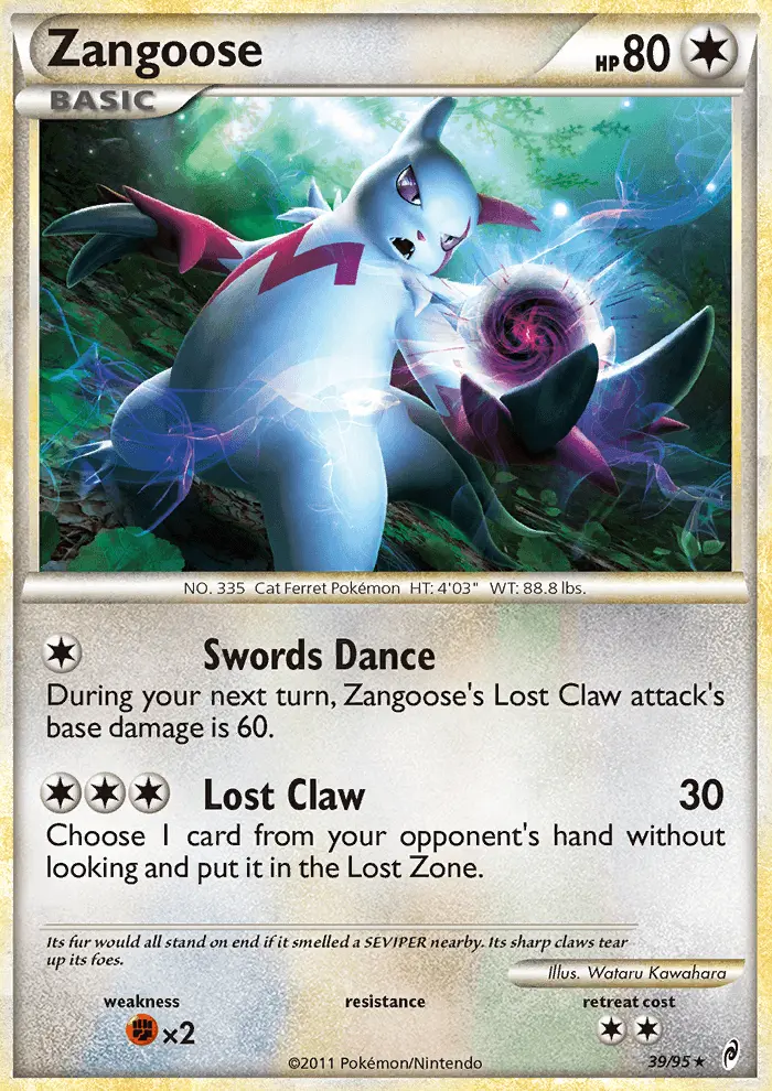 Zangoose Rare rarity Call of Legends Pokémon card price — $9.06