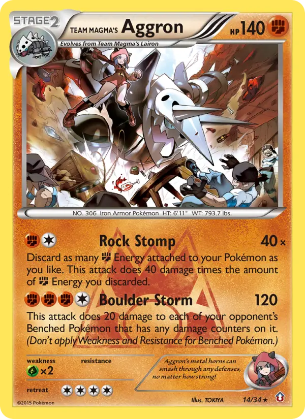 Team Magma's Aggron Rare rarity Double Crisis Pokémon card price — $10.26