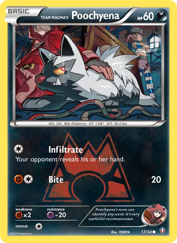 Team Magma's Poochyena Common rarity Double Crisis Pokémon card price — $12.00
