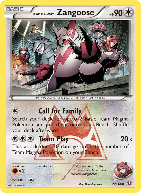 Team Magma's Zangoose Common rarity Double Crisis Pokémon card price — $15.43