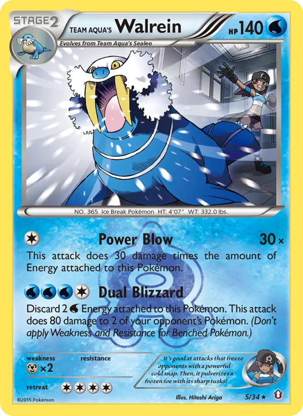 Team Aqua's Walrein Rare rarity Double Crisis Pokémon card price — $5.63