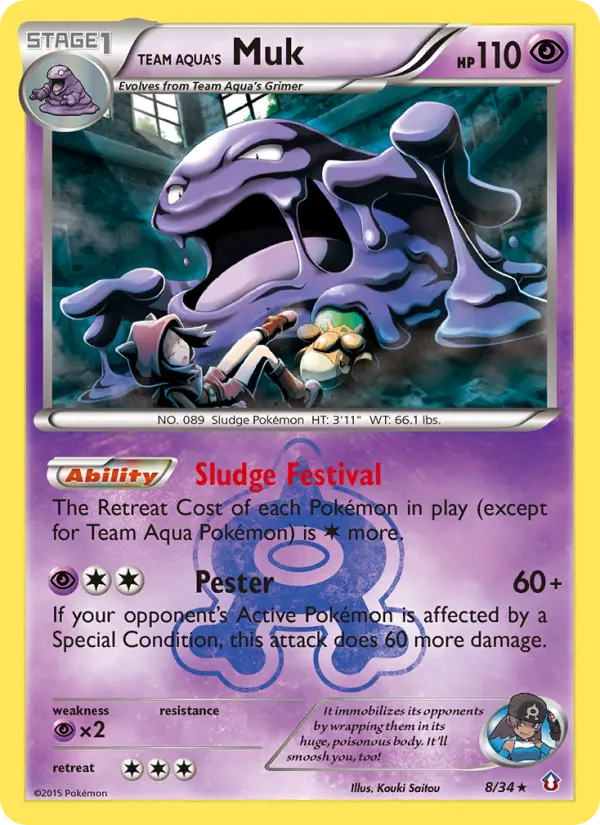 Team Aqua's Muk Rare rarity Double Crisis Pokémon card price — $6.54