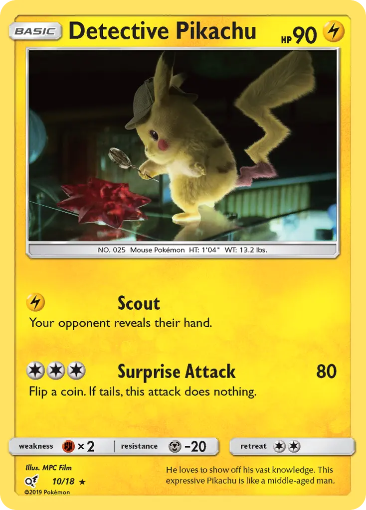 Detective Pikachu Rare rarity Detective Pikachu Pokémon card price — $14.35