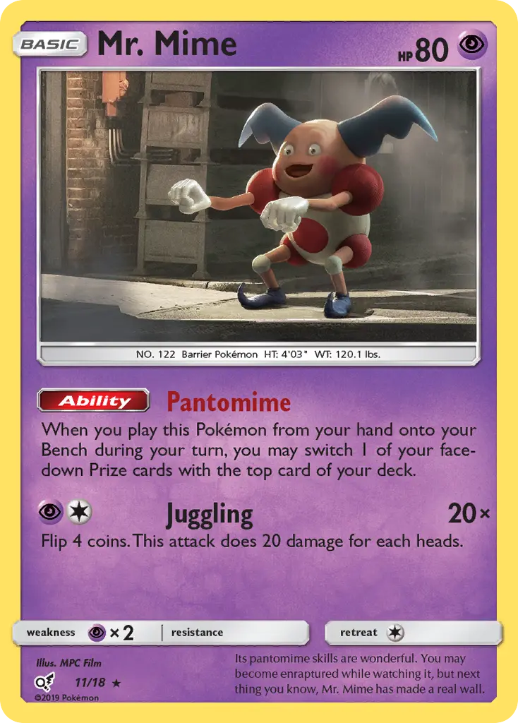 Mr. Mime Rare rarity Detective Pikachu Pokémon card price — $3.01