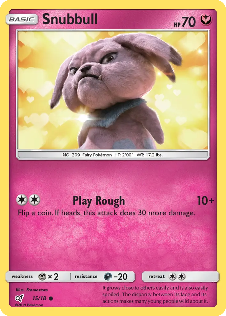 Snubbull Common rarity Detective Pikachu Pokémon card price — $0.37