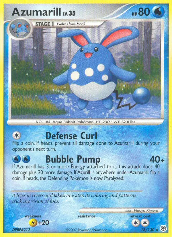 Azumarill Rare rarity Diamond & Pearl Pokémon card price — $7.26