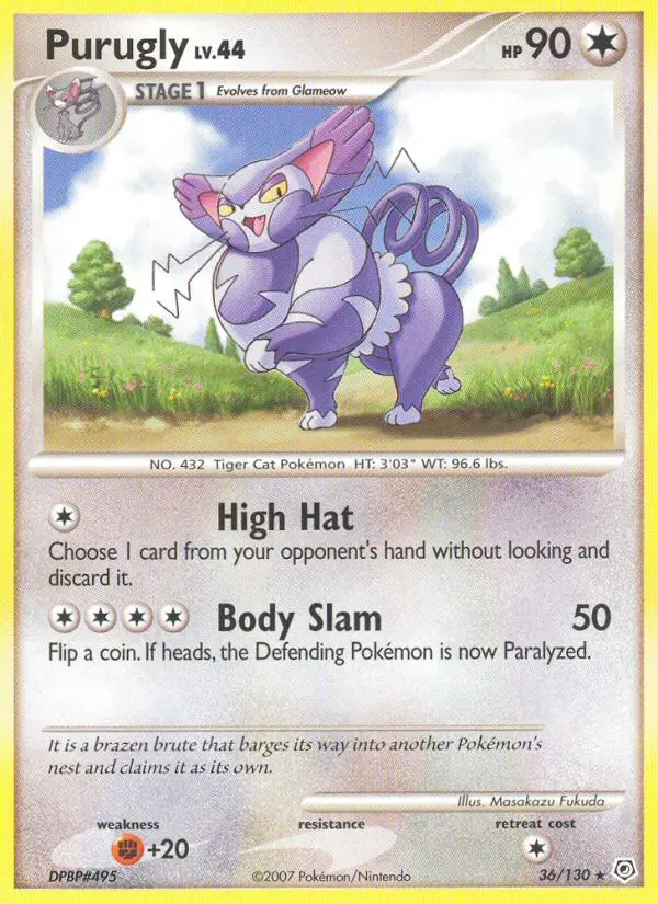 Purugly Rare rarity Diamond & Pearl Pokémon card price — $15.00