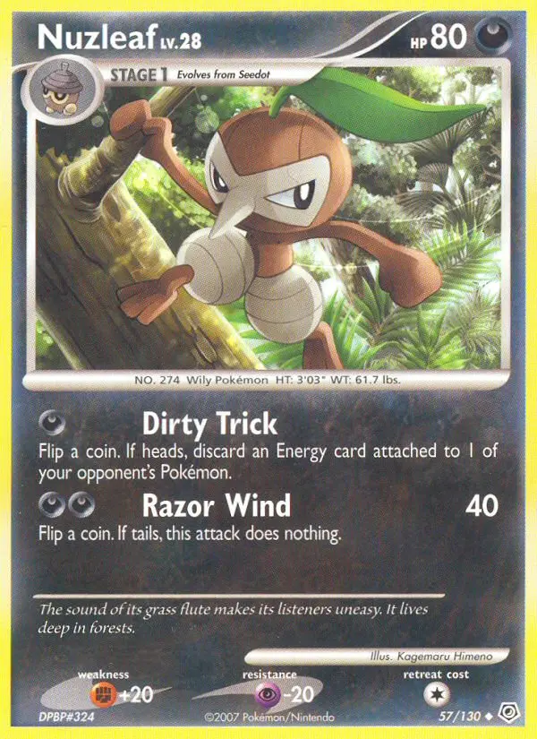 Nuzleaf Uncommon rarity Diamond & Pearl Pokémon card price — $1.97
