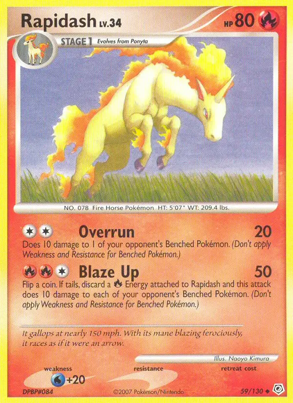 Rapidash Uncommon rarity Diamond & Pearl Pokémon card price — $9.72