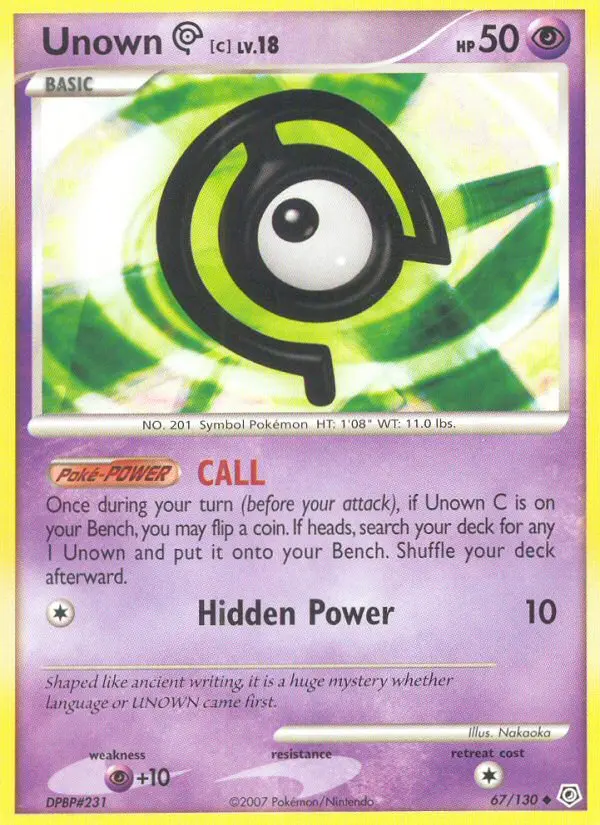 Unown C Uncommon rarity Diamond & Pearl Pokémon card price