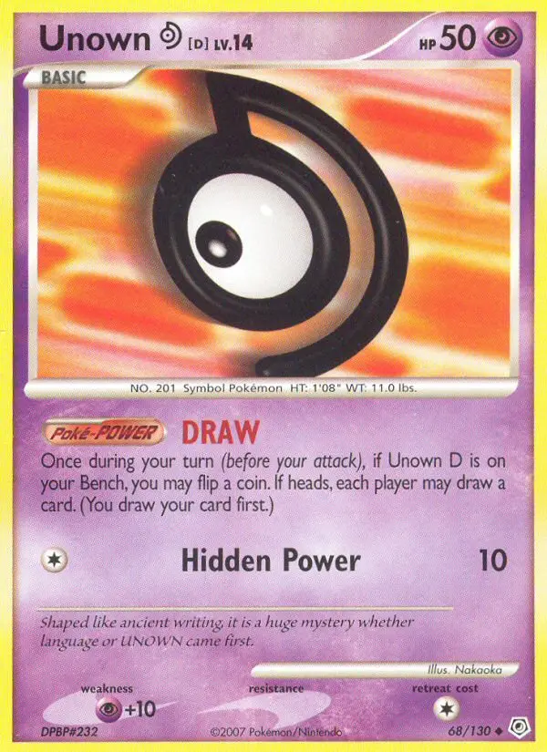 Unown D Uncommon rarity Diamond & Pearl Pokémon card price