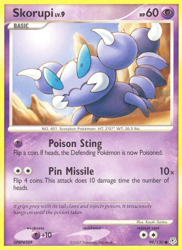 Skorupi Common rarity Diamond & Pearl Pokémon card price — $3.03